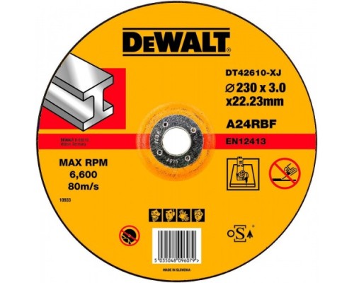 Отрезной круг по металлу DeWALT 230х3x22.2 мм тип 27 DT42610-XJ [DT42610-XJ]