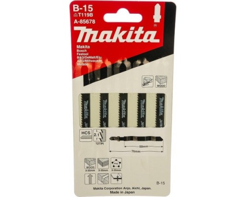 Пилки по дереву MAKITA A-85678 в-15, 5 шт.