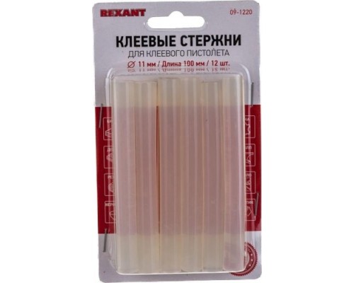 Стержни клеевые REXANT прозрачные 11x100 мм, 12 шт. [09-1220]