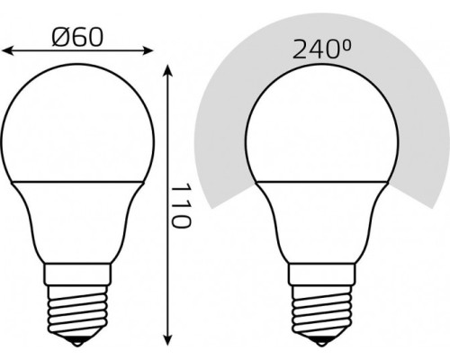 Лампа светодиодная GAUSS A60 a60 10w 880lm 3000k e27 шаг. диммирование led [102502110-S]