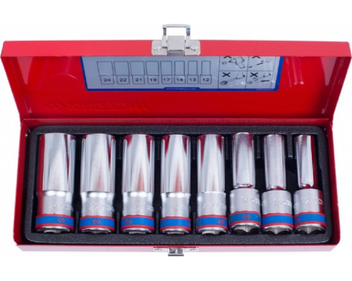Набор головок 1/2" KING TONY 4308MR05, 6-гранные, 12-24 мм, 8 предметов