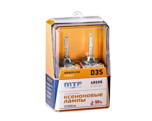 Лампа ксеноновая MTF LIGHT D3S, ABSOLUTE VISION +50%, 3800lm, 4800K, 35W, 42V AVBD3S