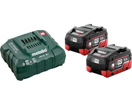 Набор аккумуляторов и зарядное устройство METABO 18V Basic-Set 5.5 LiHD ASC30-36 2х5.5 Ач [685122000]