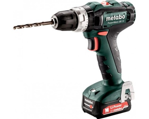 Аккумуляторная дрель-шуруповерт METABO PowerMaxx SB 12 2x2.0 Ач, ударная [601076500]