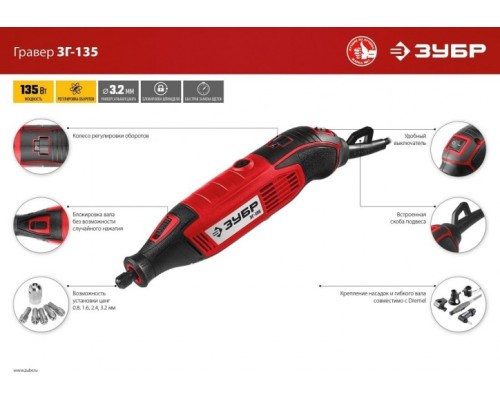 Шлифмашина прямая сетевая ЗУБР ЗГ-135