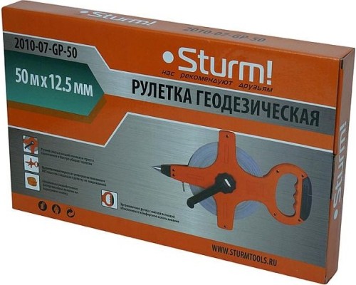 Рулетка STURM 2010-07-GP-50 геодезическая 50 м, фибергласс