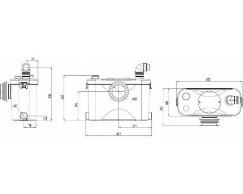 Установка канализационная UNIPUMP SANIVORT 405 M 8м с ножом (центральный вход) 30924