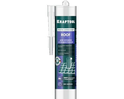 Герметик KRAFTOOL 41258-4 roof силиконовый кровельный, черный, 300 мл