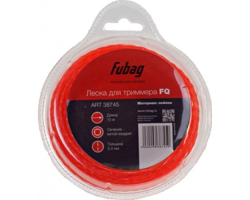 Леска триммерная FUBAG 38745 витой квадрат