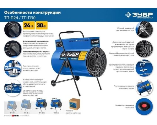 Тепловая пушка электрическая ЗУБР Профессионал ТП-П9 [ТП-П9]