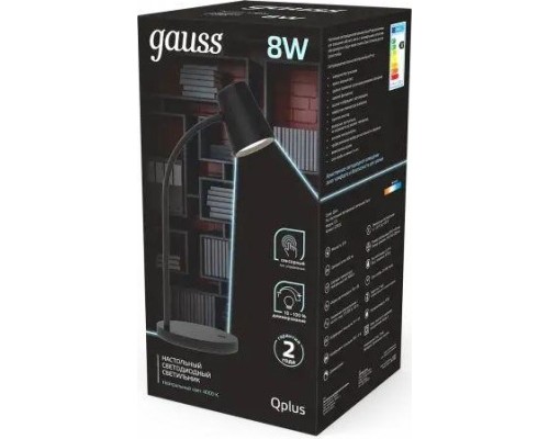 Светильник настольный GAUSS GT6032 qplus 8w 600lm 4000k 170-265v черный диммируемый l