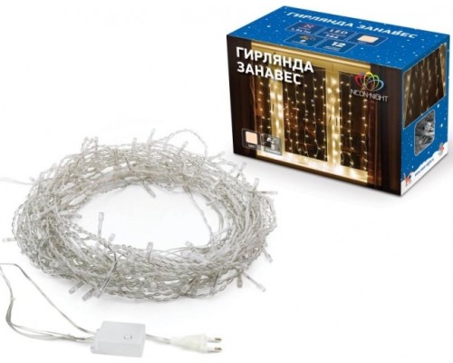 Гирлянда NEON-NIGHT ДОЖДЬ 2x3 м, 240 LED теплый белый [235-066]