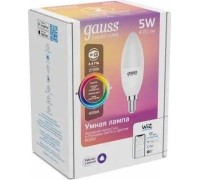 Лампа светодиодная GAUSS Smart home с37 5w 470lm 2700-6500к е14 rgbw диммируемая led 1190112