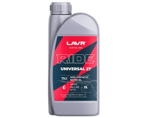 Масло для 2-тактных мотоциклов LAVR MOTO RIDE UNIVERSAL 2T FC, 1 л Ln7741