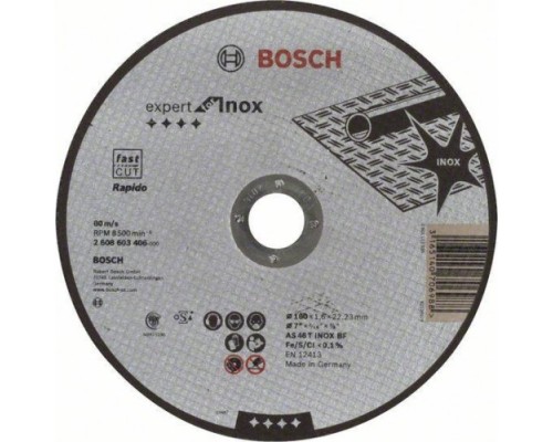 Отрезной круг по нержавеющей стали BOSCH 180х1,6х22 мм AS46TINOX-BF Expert for Inox [2608603406]