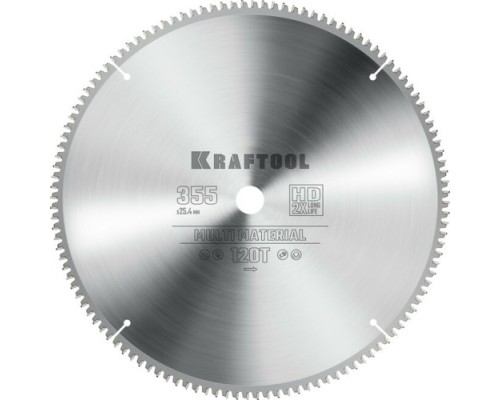 Пильный диск по алюминию KRAFTOOL Multi Material 355х25.4мм 120т [36953-355-25.4]