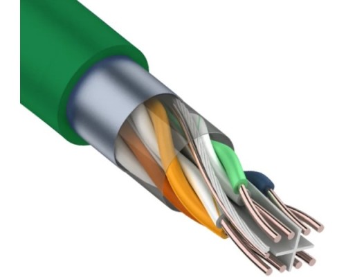 Кабель REXANT F/UTP, CAT 6 нг(A)-HFLTx 4х2х0,575мм, 23AWG внутр. зеленый [01-0172]