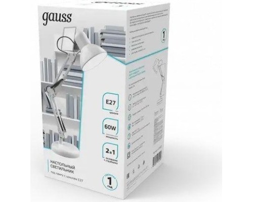 Светильник настольный GAUSS GTL002 60w 220-240v e27 белый струбцина и основание [GT0021]