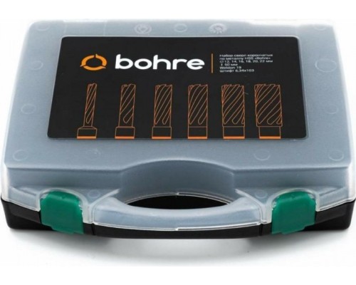 Набор сверл по металлу корончатых Bohre HSS 12-22х50 мм (7 предметов) с хв. weldon 19 мм (3/4'') [КБ003623]