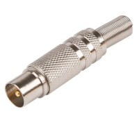 Разъем REXANT 05-2011 ( уп 100 шт ) штекер TV никелированный под винт c пружиной  05-2011