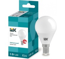 Лампа светодиодная IEK G45 5Вт 4000К Е14 Шар LLE-G45-5-230-40-E14