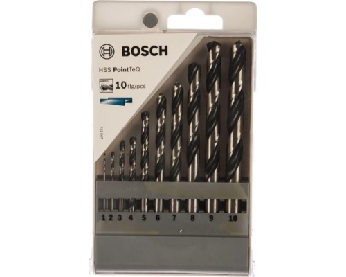 Набор сверл по металлу BOSCH HSS PointTeQ ( 1-10мм)  10 шт.  [2608577348]