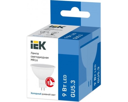 Лампа светодиодная IEK MR16 софит 9вт 6500к gu5.3 [LLE-MR16-9-230-65-GU5]