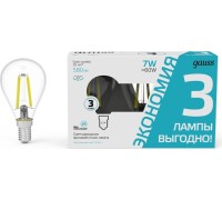 Лампа светодиодная GAUSS Filament Шар E14 7W 4100K LED (в упаковке 3шт) 105901207T