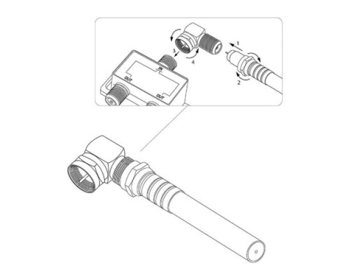 Переходник REXANT 05-4203 ( уп 100 шт ) шт F-шт F угловой (03-066) [05-4203]