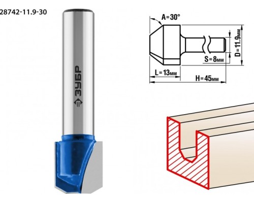 Фреза по дереву ЗУБР ПРОФЕССИОНАЛ 11,9x13мм, фасонная №3 [28742-11.9-30]