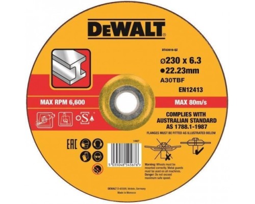 Шлифовальный круг по металлу DeWALT 230х6x22.2 мм тип 27 A24RBF DT43919-QZ [DT43919-QZ]