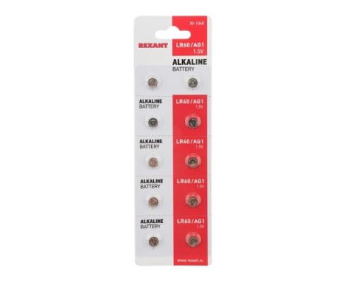 Батарейка REXANT 30-1040 часовая LR60, 1,5B, 10 шт блистер Батарейка REXANT 30-1040 часовая LR60, 1,5B, 10 шт блистер