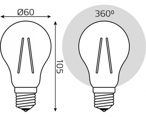 Лампа светодиодная GAUSS A60 filament а60 10w 930lm 2700к е27 led [102802110]