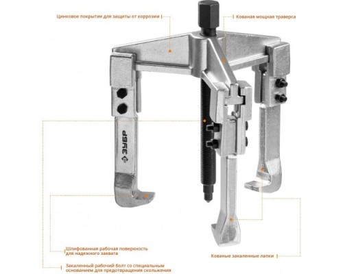 Съемник ЗУБР Профессионал раздвижной 3-захватный, 150 мм [43312-180-150]