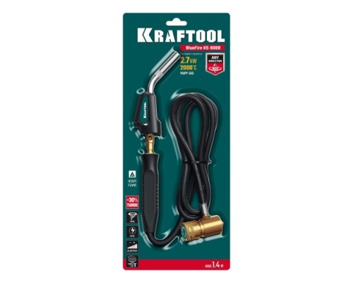 Газовая горелка KRAFTOOL KS-8000 со шлангом 1.4м с пьезоподжигом на баллон [55512]