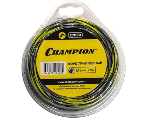 Леска триммерная CHAMPION Tornado 2.4мм/ 15м витой квадрат (C7050) [C7050]