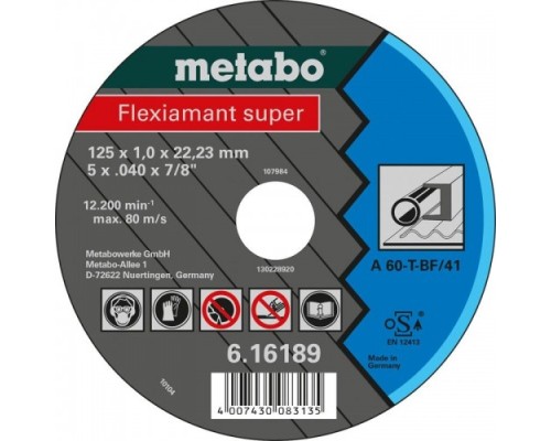 Отрезной круг по металлу METABO 125x1,0x22,23 мм прямой А60Т Flexiamant S [616189000]