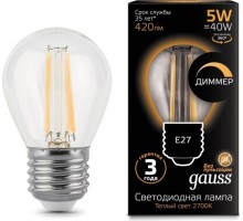 Лампа светодиодная GAUSS Шар filament шар 5w 420lm 2700к е27 диммируемая led [105802105-D]