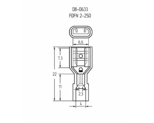 Клемма плоская REXANT 08-0633 ( уп 100 шт ) изолированная в нейлоне РПи-м(н) 2.5-(6.3) 08-0633