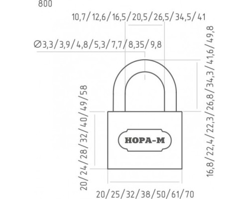 Замок навесной НОРА-М ЗН-800 