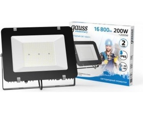 Прожектор GAUSS Elementary 200w 16800lm 6500к 200-240v ip65 черный led [691511200]