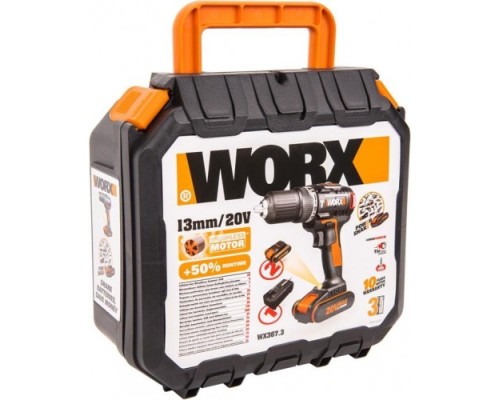 Дрель-шуруповерт аккумуляторная WORX WX367.3 ударная, бесщеточная