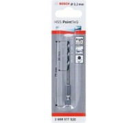 Сверло по металлу BOSCH 3,2 х 36/75 мм, HSS PointTeQ с шестигранным хвостовиком 2608577520