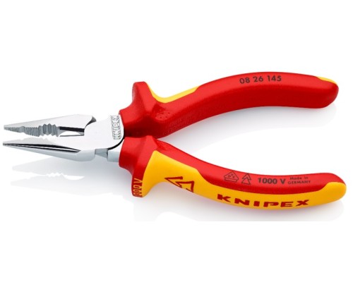 Плоскогубцы KNIPEX KN-0826145SB остроконечные с удлиненными губками, VDE, 145мм