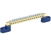 Шина REXANT 11-2330 «N» нулевая 6х9 мм на двух угловых синих изолятора