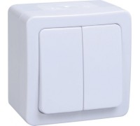 Выключатель двухклавишный IEK Гермес Plus ВС20-2-0-ГПБ 10А IP54, белый EVMP20-K01-10-54-EC