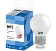 Лампа светодиодная IEK G45 9Вт 6500К Е27 Шар LLE-G45-9-230-65-E27