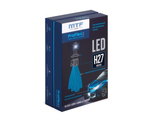 Лампа светодиодная MTF LIGHT ProFLEX MAX H27(880/881) 6000k, 4500lm, 12-24v, 45w, NO FAN, 2шт. PX27K5