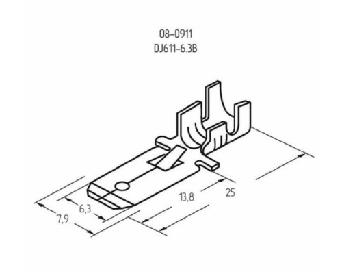 Клемма плоская REXANT 08-0911 ( уп 100 шт ) штекер 6.3 мм 0.75-1.5 мм² (РП-п 1.5-(6.3)L=25,5мм 08-0911