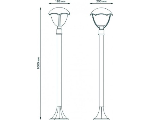 Светильник садово-парковый GAUSS Aura столб 200*200*1000mm, 170-240v / 50hz, 1xe27 [GD030]